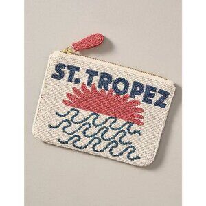 NWT ST. TROPEZ BEADED City Graphic Beaded Pouch BAG NEW $68 7.5" X 5.5"